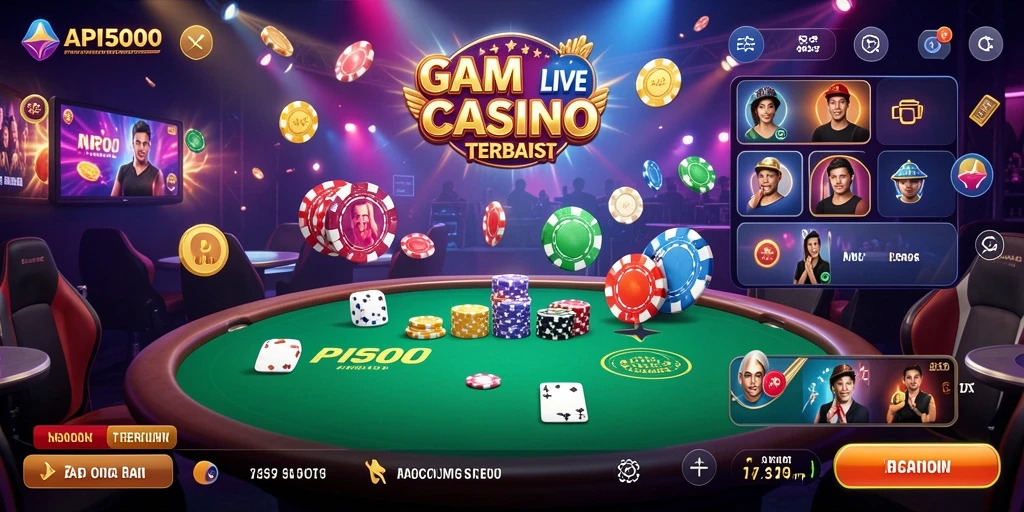 Screenshot menunjukkan dealer langsung pada permainan seru di API5000.