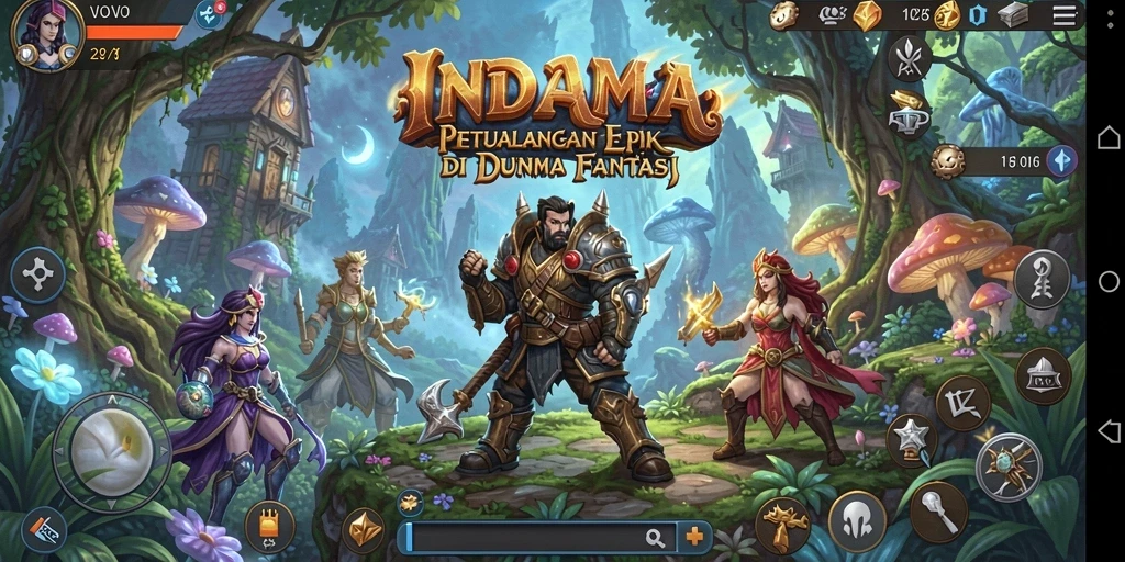 Gameplay INDAAA menampilkan pertarungan seru dan eksplorasi dunia fantasi.