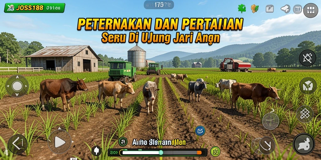 Screenshot game JOSS188 menampilkan keindahan taman pertanian.