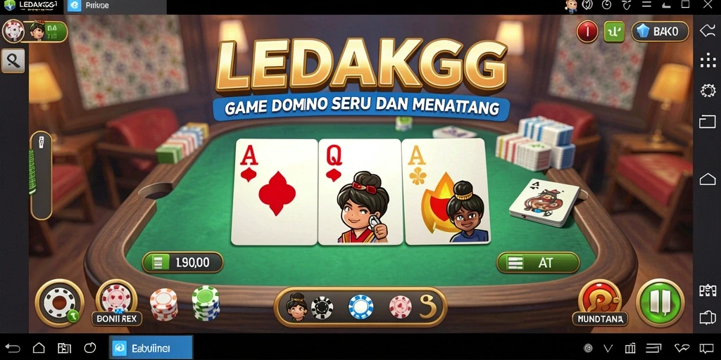 Gameplay seru LEDAKGG dengan kartu Domino yang menarik.