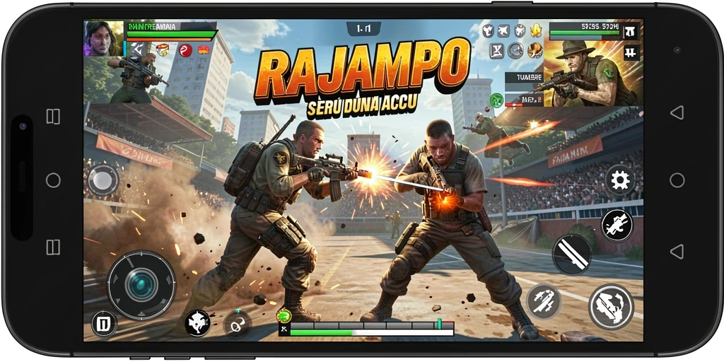 Tampilan menegangkan dari gameplay RAJAMPO yang dinamis.